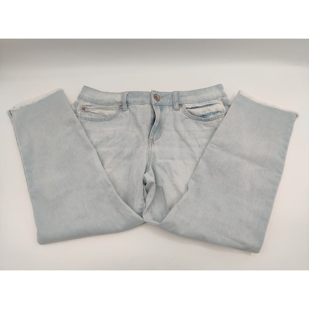 Rewash Women Light Wash Distressed Frayed Hem Crop Jeans Size 13 31